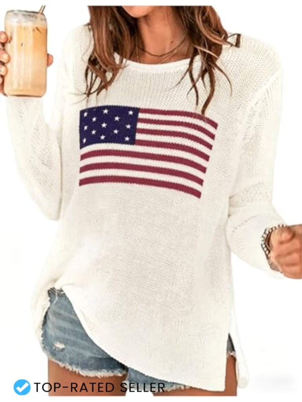 Women's Crochet Beach Cover Up Letter Print Semi-Sheer Long Sleeve Swimwear